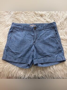 Banana Republic City Chino Shorts Blue Chambray Cuffed Women’s Size 2 Cotton